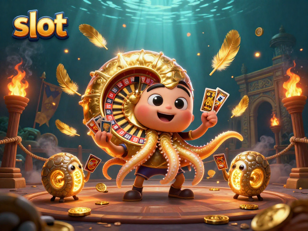 Experience thrilling slot action with a giant nautilus roulette wheel in this exciting casino scene.