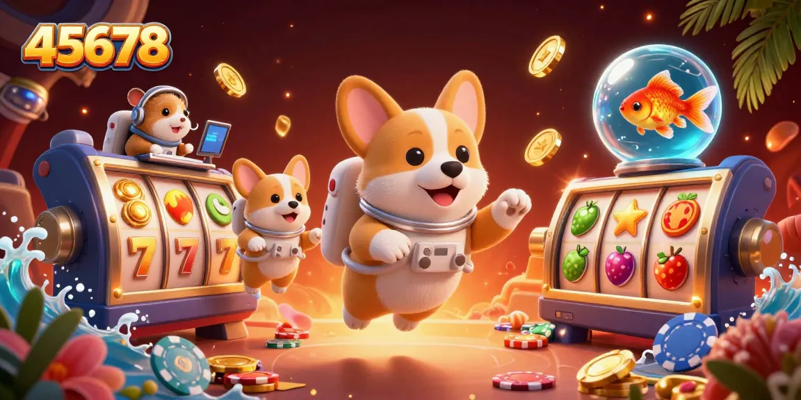 Experience thrilling jackpots at 45678 with a 3D floating casino in a vibrant atmosphere.