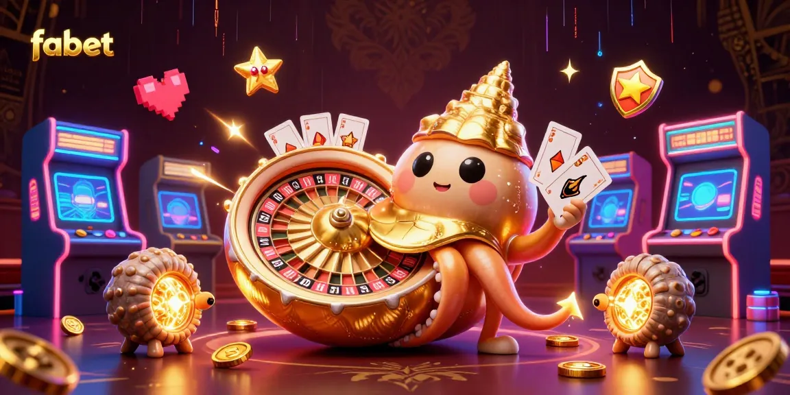 Experience excitement with fabet in this vibrant 3D casino setting featuring a unique nautilus roulette wheel.