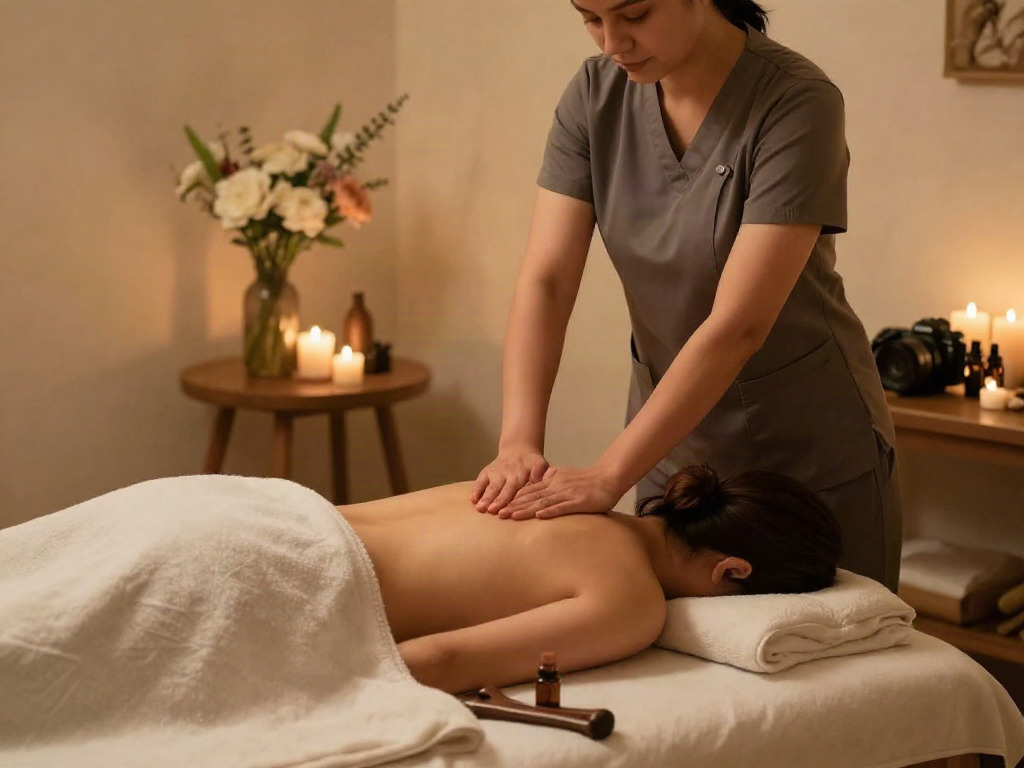 Kimpo massage therapy in a serene spa setting with aromatherapy elements and a relaxing atmosphere.