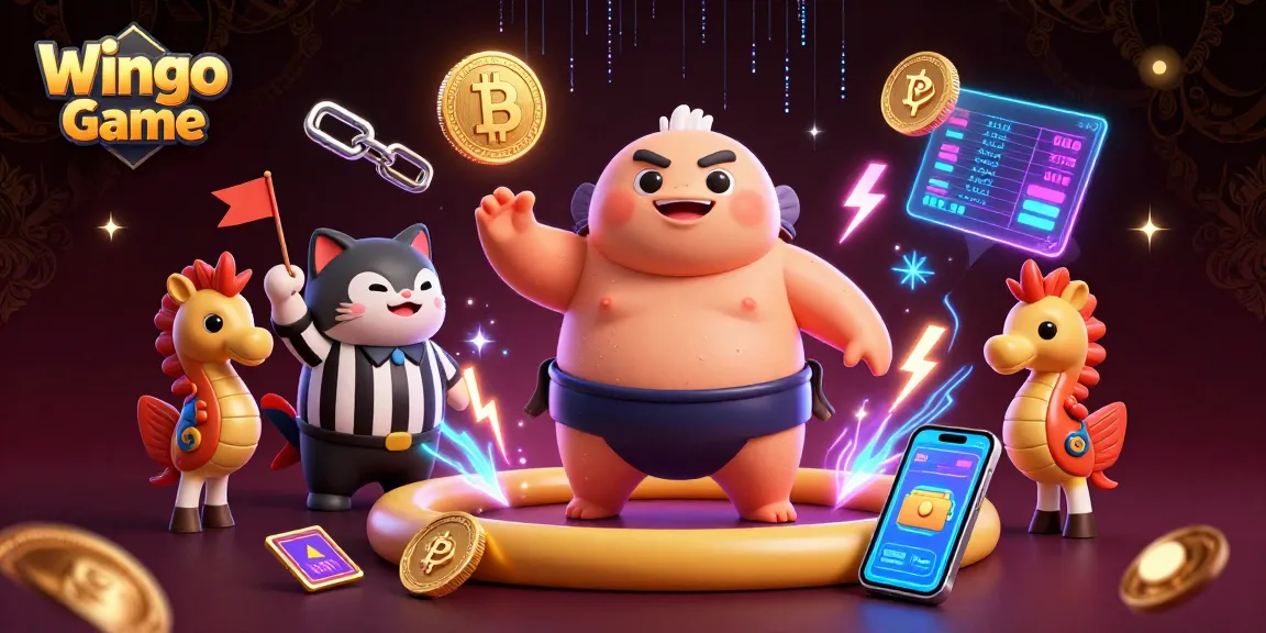 Engage in the thrilling Wingo Game as a vibrant underwater scene showcases a puffed fugu in a sumo ring.
