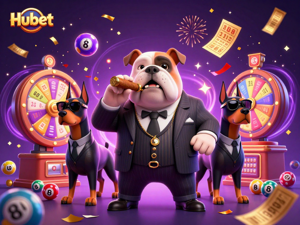 Engage with Hubet's dynamic gaming experience amidst 3D cartoon characters and colorful lottery elements