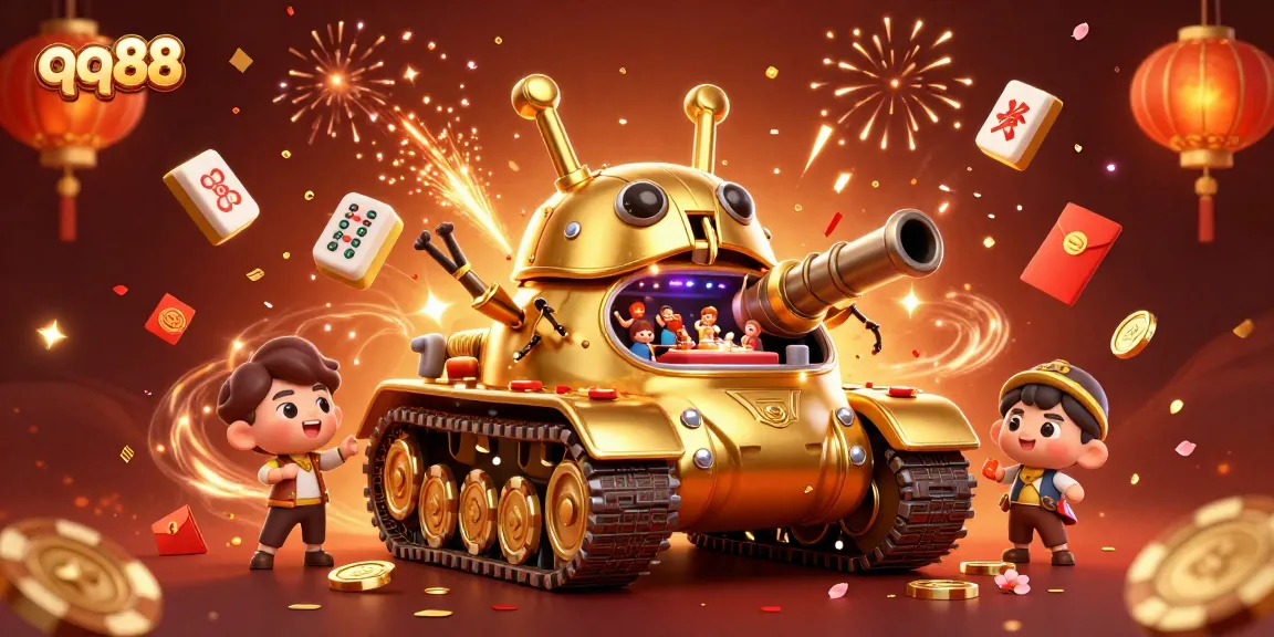 Spin the reels of qq88's vibrant gaming world featuring a golden beetle tank casino.