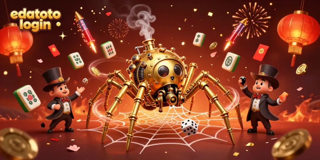 Experience fast and secure edatoto login in a vibrant 3D casino scene with steampunk elements.