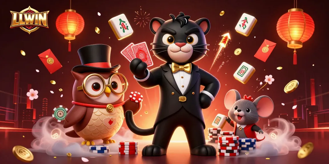 Experience thrilling gameplay at LLWIN with a stylish panther dealer, vibrant characters, and exciting game elements.