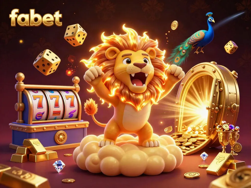 Engage in vibrant casino activities with fabet's dynamic gaming atmosphere and joyful characters.