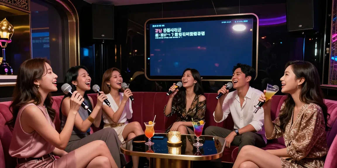 강남 세이렌에서 고급스러운 분위기 속에 친구들이 즐겁게 노래하며 아늑한 시간을 보내고 있는 모습