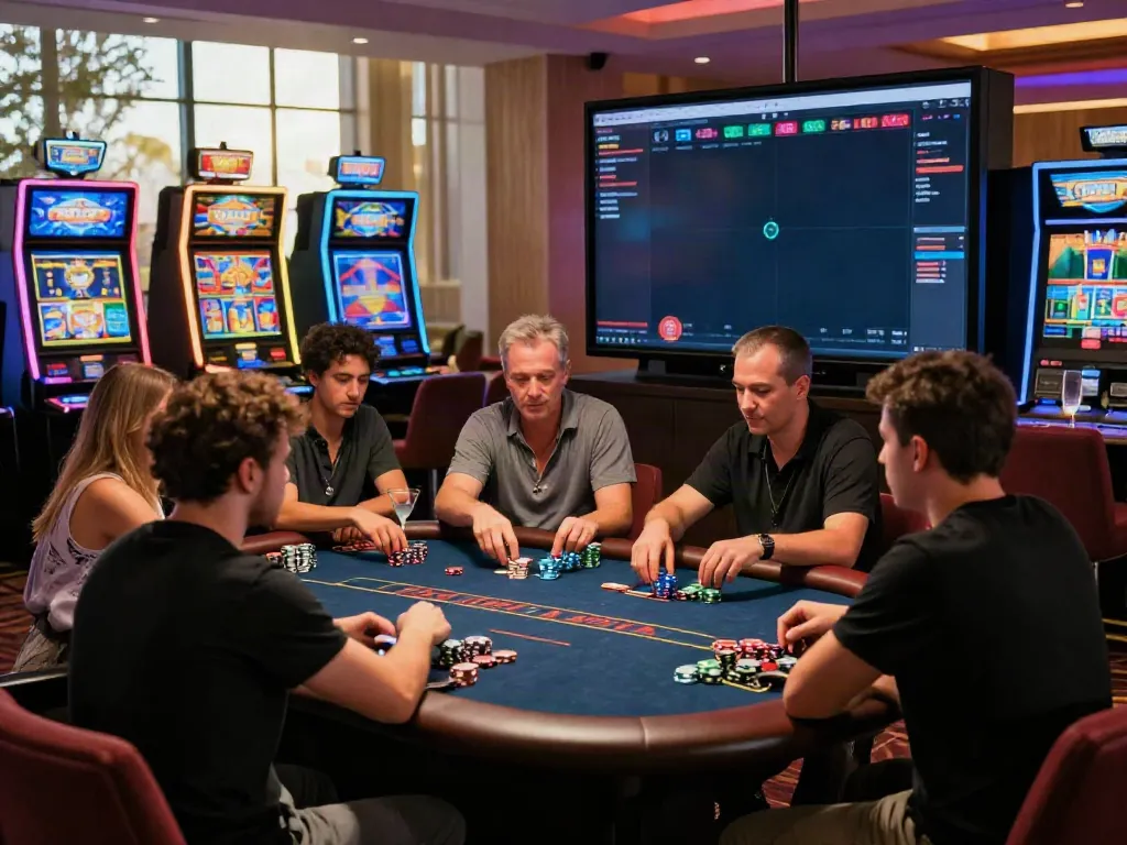 Exciting MAN88 online casino atmosphere with players at a poker table.