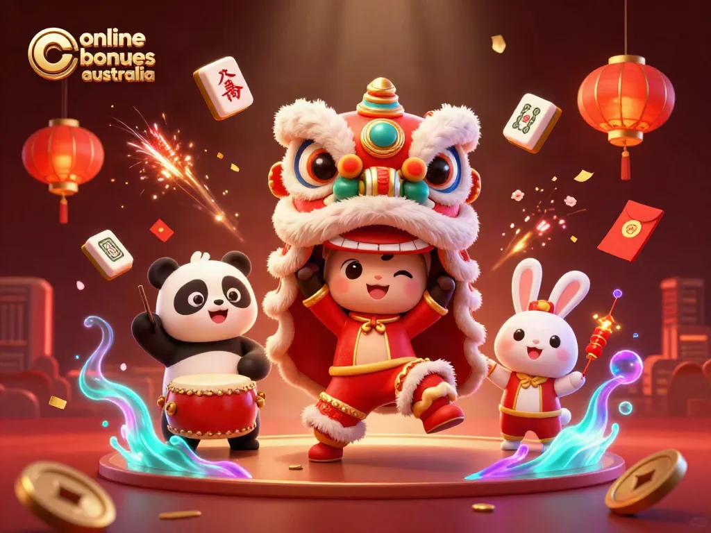 Experience top online casino bonuses Australia with vibrant characters in a lively 3D scene.