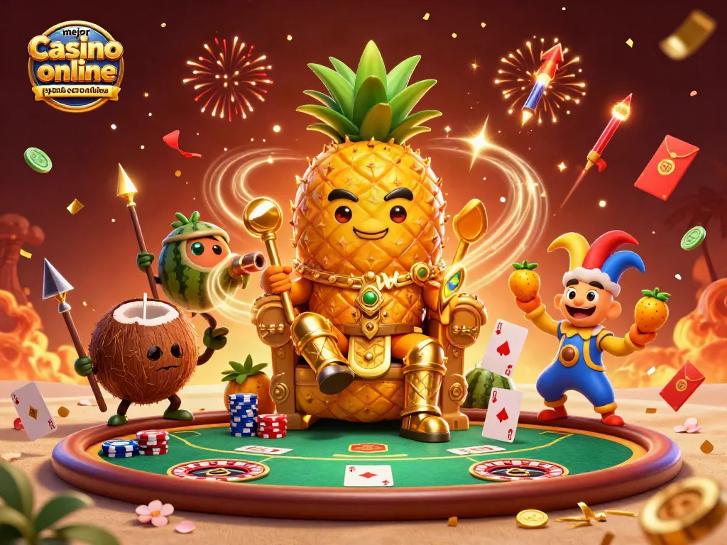 Juega en el mejor casino online en España con poker online en una vibrante escena de fiesta.