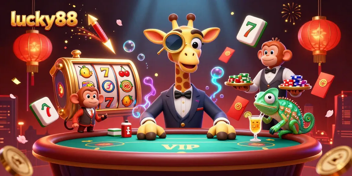 Experience thrilling gameplay with lucky88 as high-roller giraffe, monkey valet, and chameleon bartender at the center of action.