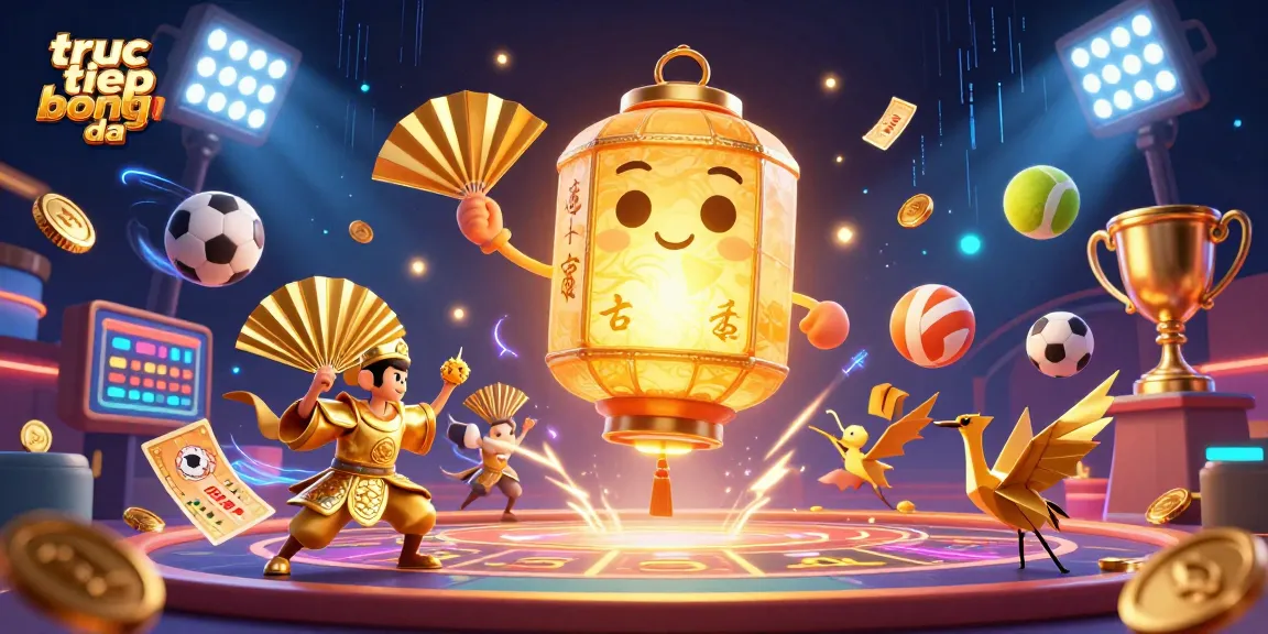 Watch truc tiep bong da effortlessly with a magical illuminated scene showcasing sports elements, champions, and thrilling action.