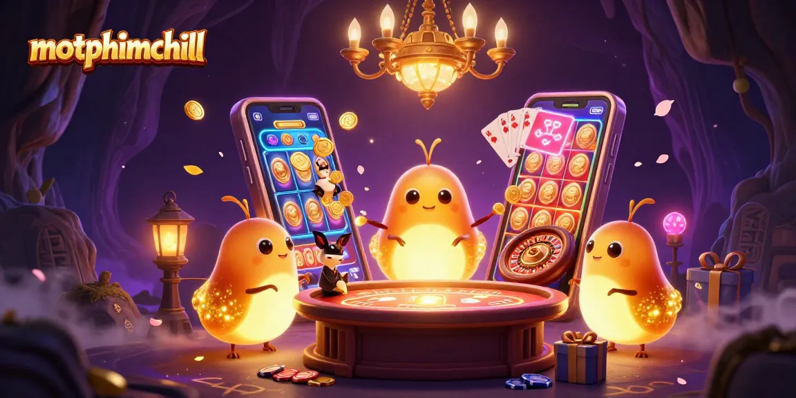 Experience exciting gameplay with motphimchill in a vibrant 3D casino scene illuminated by glowworms.