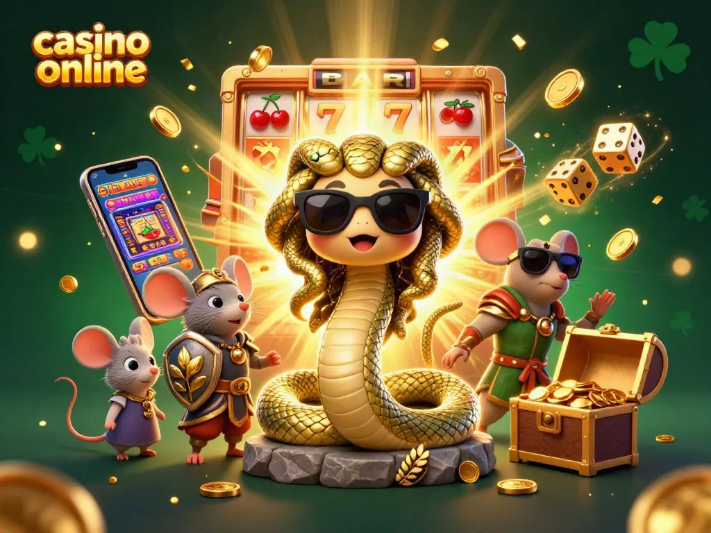 Scopri il mondo dei casino online con Medusa e un guerriero, tra slot e premi luccicanti.