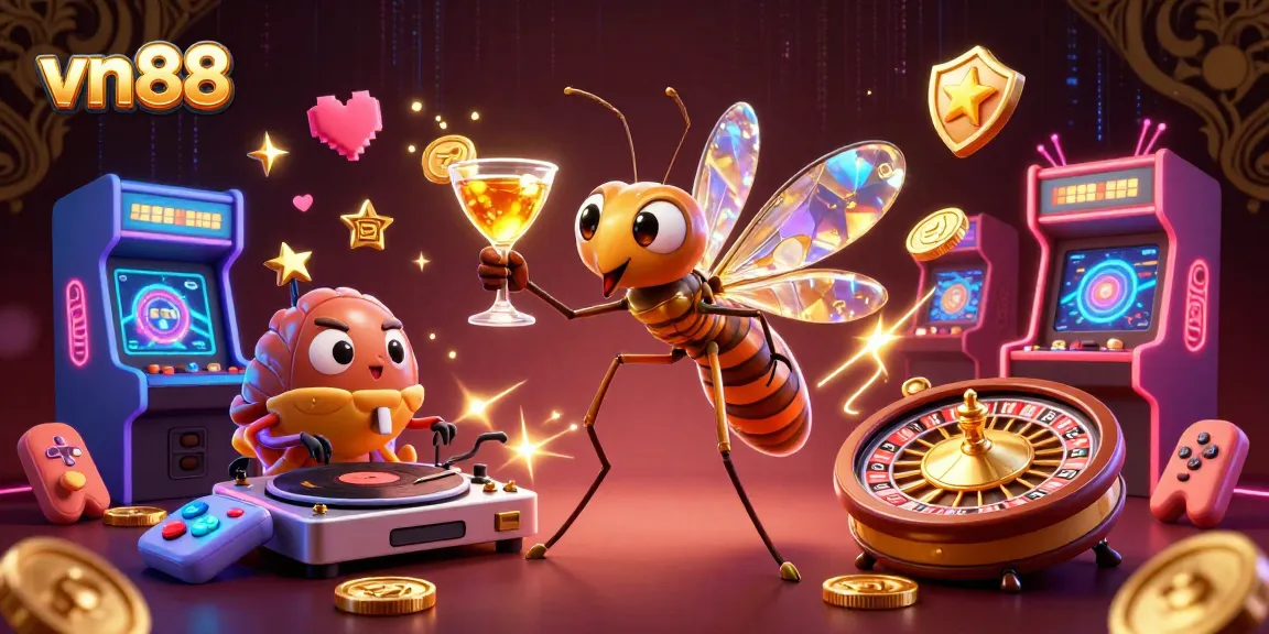 Experience vn88's thrilling casino world with cartoon characters in a vibrant, dynamic gaming scene.