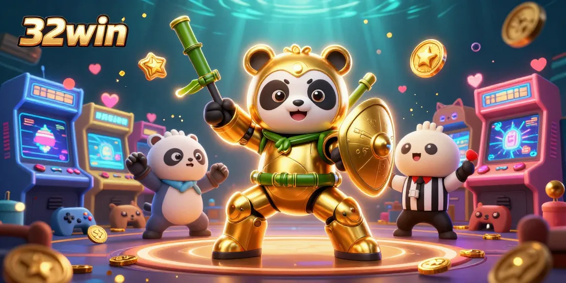 Win big with 32win's vibrant casino scene featuring engaging game elements and characters!