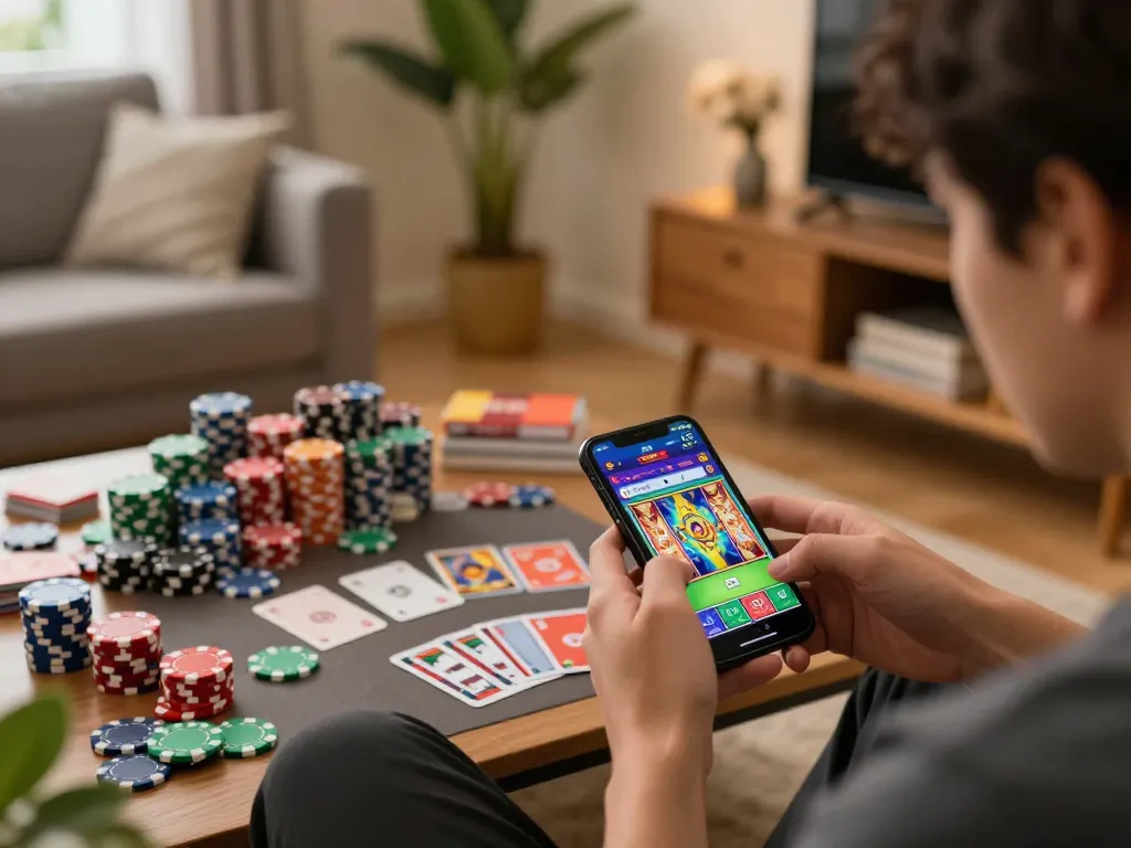 Engaging mobile gaming experience with O8 app displaying dynamic gameplay and personalized home setting