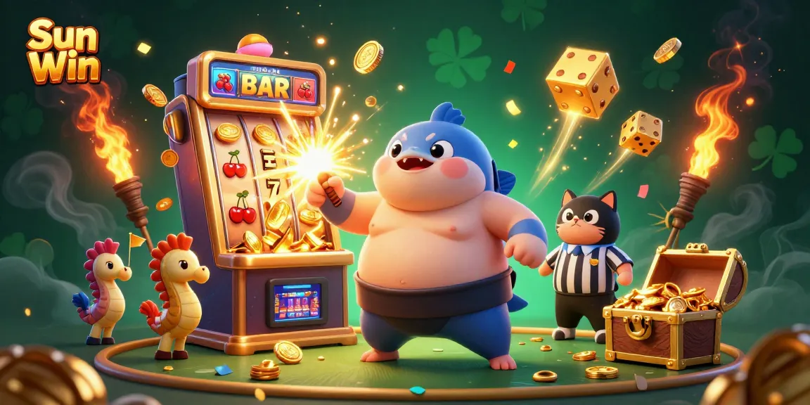 Experience excitement with Sun Win's vibrant underwater jackpot scene filled with colorful casino elements.