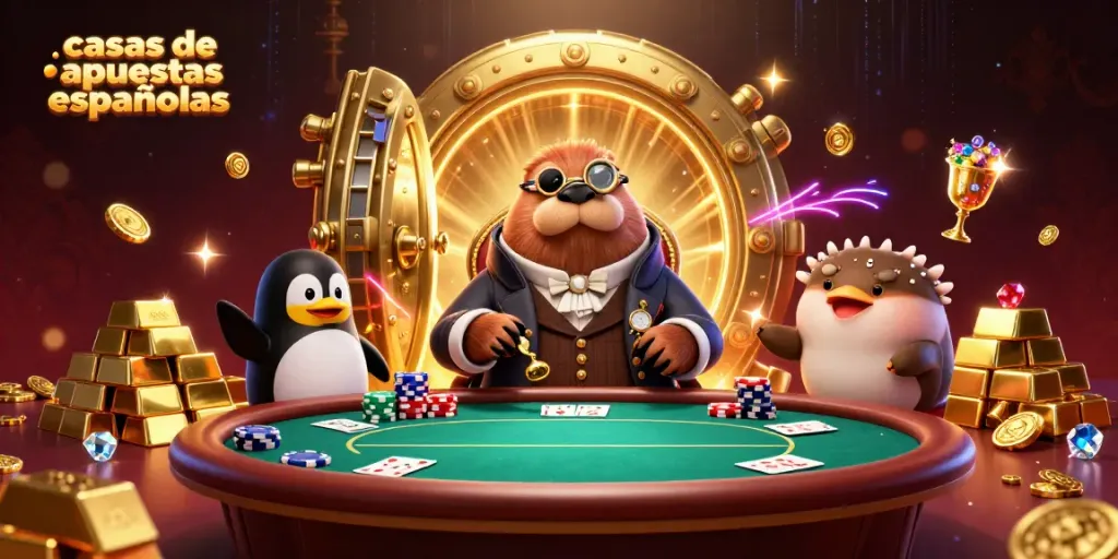 Las casas de apuestas españolas ofrecen emoción con un walrus jugador en una mesa de póker.