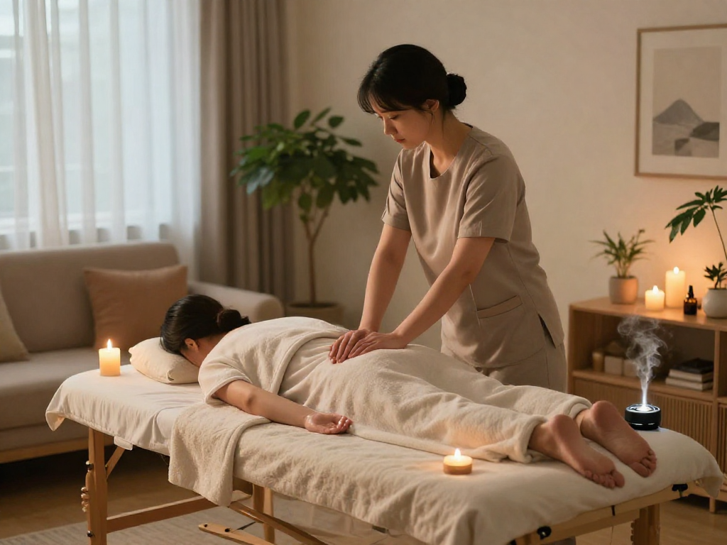 Enjoy professional 김포출장마사지 in a serene home setting with soft lighting and cozy ambiance.