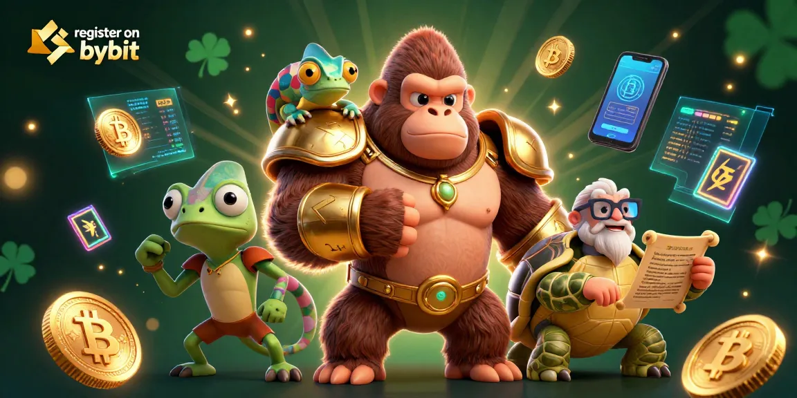 Engage in crypto success by registering on Bybit with a powerful gorilla king and companions.