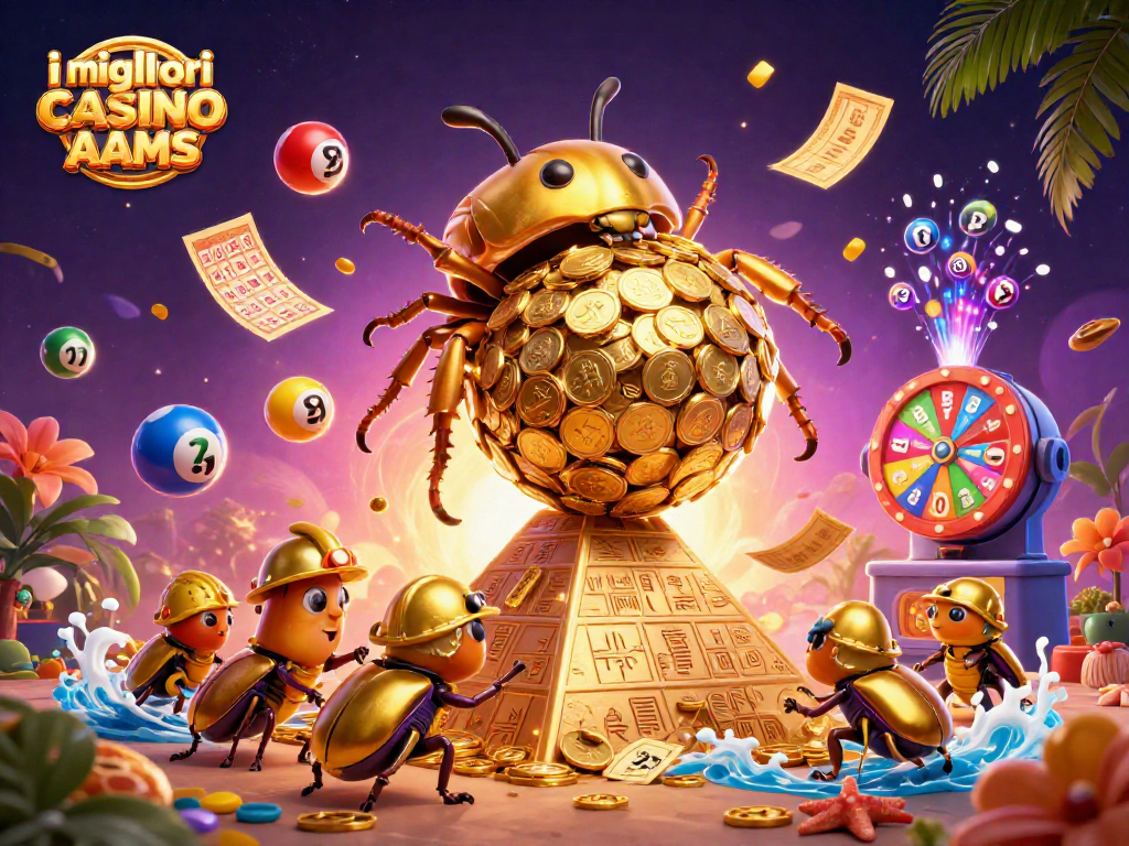 Immagine dei migliori casino non AAMS con un rinoceronte dorato che rotola monete in un ambiente vivace di gioco.