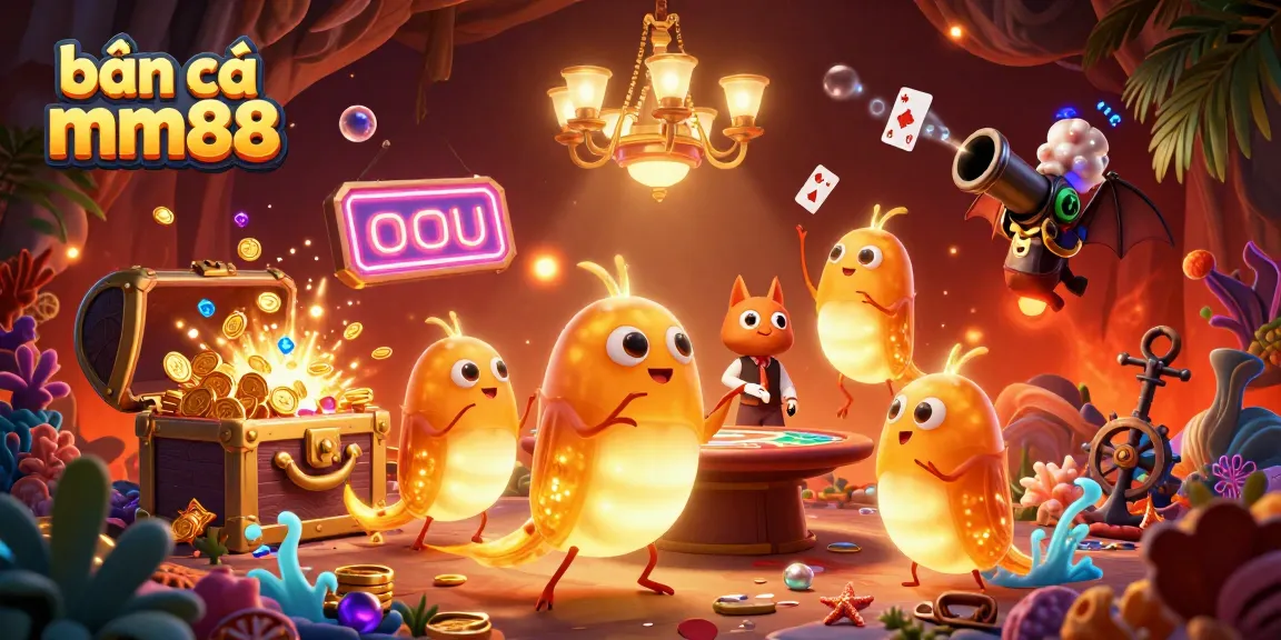 Experience excitement with bắn cá mm88 as glowworms illuminate a vibrant casino scene.