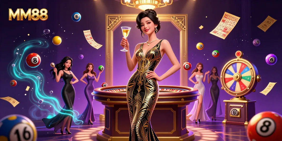 Engage in thrilling gameplay at MM88 with vibrant casino elements and a glamorous setting.