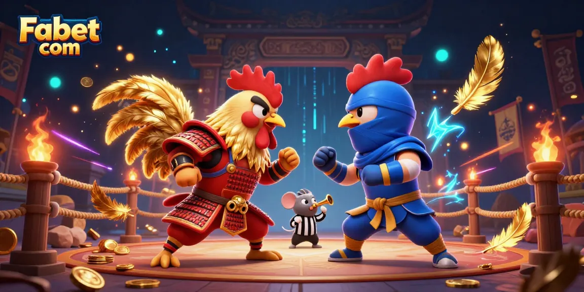 Engage in epic battles with Fabet com as fighting roosters clash in a vibrant arena.