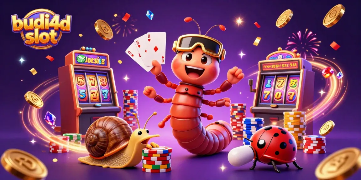 Engage with the budi4d slot experience, featuring an animated millipede dealer and exciting gaming elements.