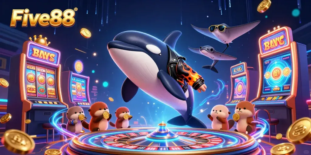 Five88 introduces an exciting gaming experience featuring a dynamic 3D cartoon scene with engaging casino elements.