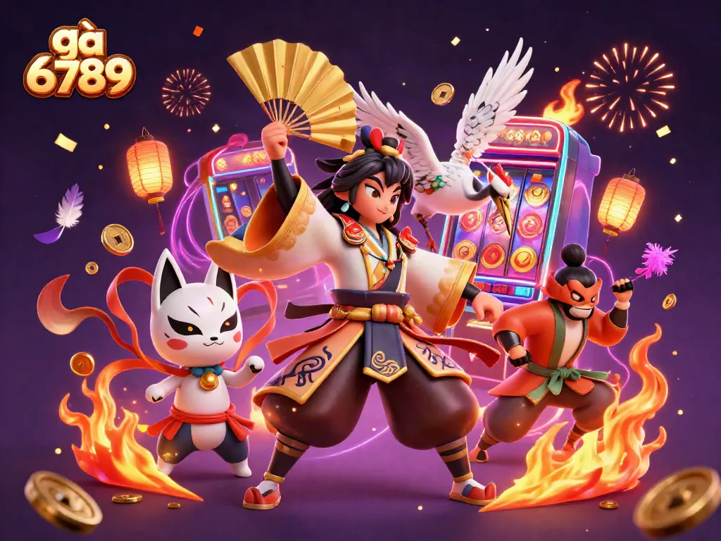 Experience the excitement of gà 6789 as a kabuki warrior crane battles in a dazzling fiery arena.