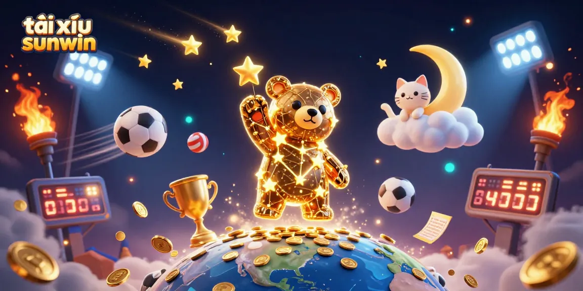 Engage in tài xỉu sunwin with a constellation bear scooping coins, enhancing your gaming experience.