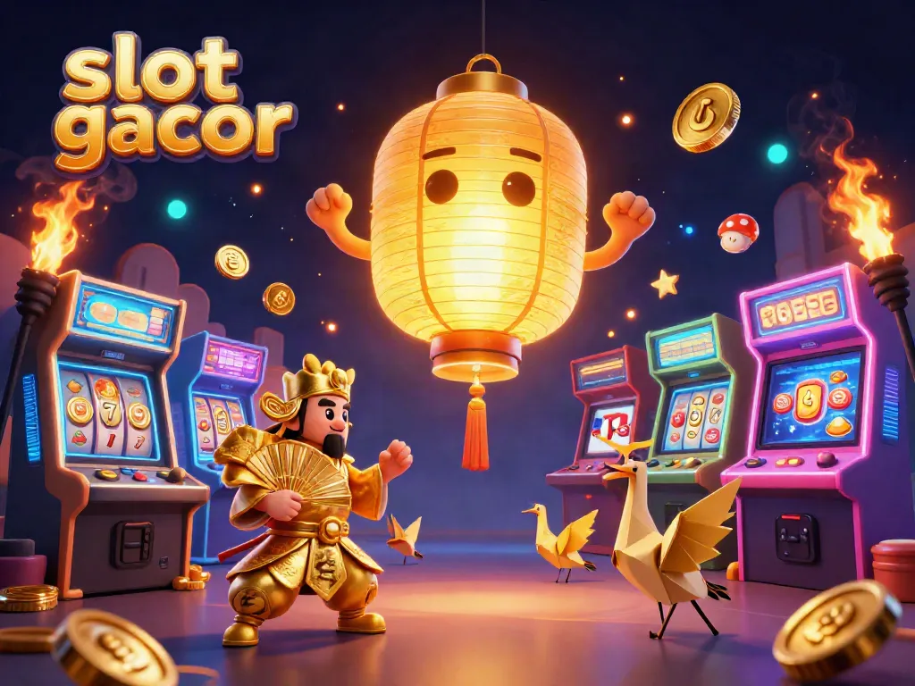 Experience the thrill of slot gacor with magical creatures and vibrant gaming elements in 3D illustration.