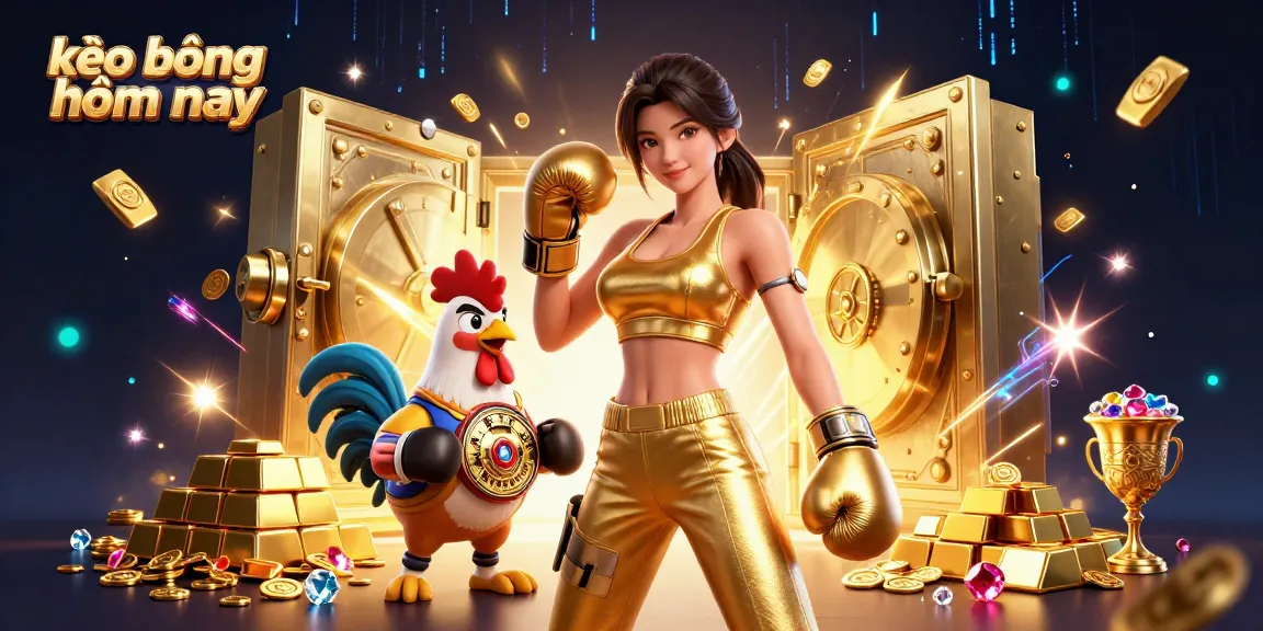 Engage with kèo bóng hôm nay while enjoying a dynamic betting scene featuring a woman and a championship rooster.