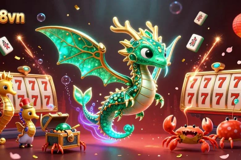 Engage in luck8vn's thrilling world with a vibrant underwater casino scene showcasing fantasy elements and slots.