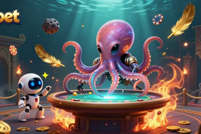 Experience thrilling poker action with debet's cosmic octopus and exciting game elements.
