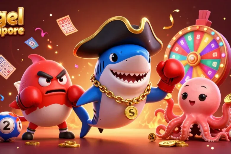 Engaging illustration of togel Singapore with vibrant characters and exciting lottery elements.