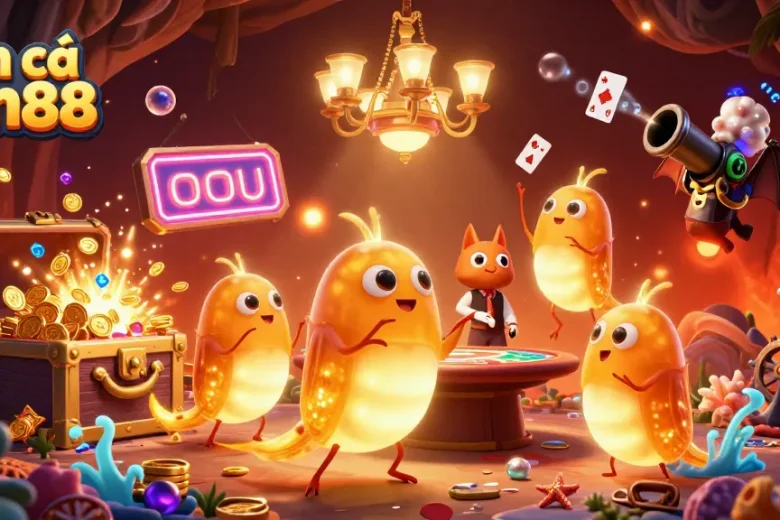 Experience excitement with bắn cá mm88 as glowworms illuminate a vibrant casino scene.